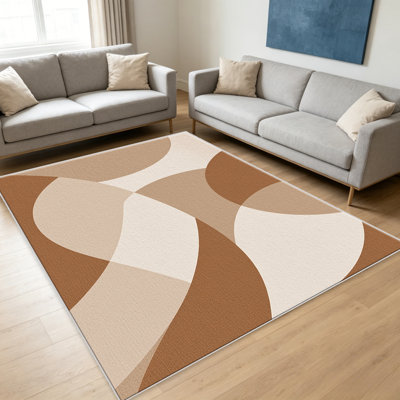 Tapis neutre 1pc Curve, élégant tapis décoratif polyvalent, facile à nettoyer et à entretenir, pièce de mobilier idéale pour la chambre à coucher, le salon, le couloir, l'entrée, le dortoir et le bureau pour rafraîchir l'ambiance intérieure de votre maison