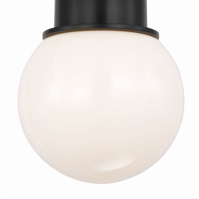 Callan Flush Mount with White Glass Dome, 11" H x 9" W x 9" D, Bronze