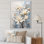 «Blue and White Magnolias Flowers Harmony», reproduction sur toile