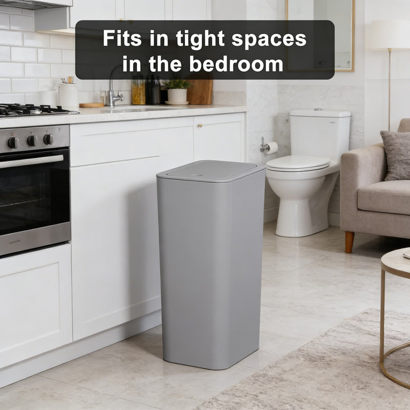 Ensemble de 3 poubelles minces avec couvercles escamotables - Comprend des petites poubelles de 4 gallons et 2,6 gallons pour la cuisine, la salle de bain, la chambre à coucher et le bureau