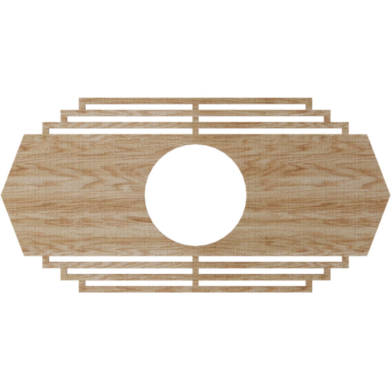 Médaillon de plafond ajouré en bois d'aulne l 20 po x H 10 po x P 5 1/4 po x P 3/8 po, Chêne rouge