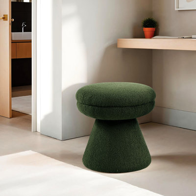 Tabouret décoratif 1Pc contemporain avec base à piédestal et tissu en peau de mouton, l 17,5 po de profondeur, 19 po de hauteur pour y vivre - comme l 17,5 po x P 17,5 po x H 19 po