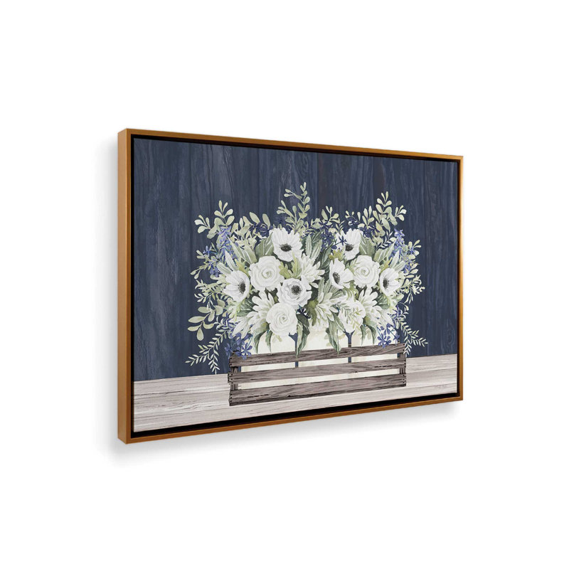 «Touch of Blue» par Cindy Jacobs, reproduction d'art, L 40 x H 30, Or, Framed Canvas