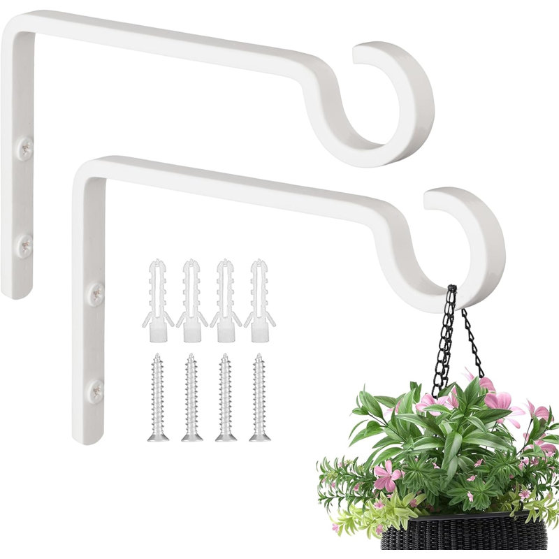 Support mural décoratif en métal de qualité supérieure pour plantes, mangeoires à oiseaux, 6 pouces, Blanc