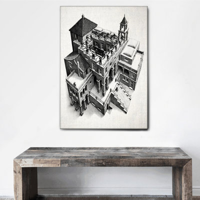 Ascending And Descending by M.C. Escher - No Frame Print on Canvas