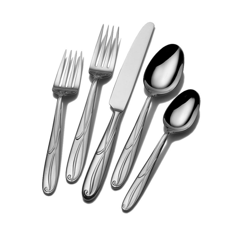 Cocoa Blossom 65-Piece 18/10 Stainless Steel Flatware Set, Service for 12