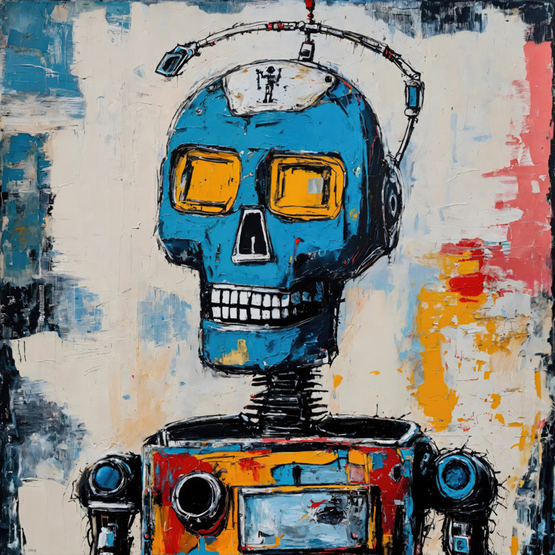Robot 6-Hommage-Basquiat, estampe numérique sur toile tendue avec châssis, H 24 po x l 24 po