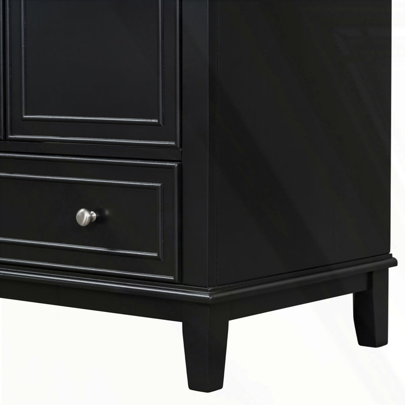 Meuble-lavabo 30 po sans lavabo, Noir, Argent argent