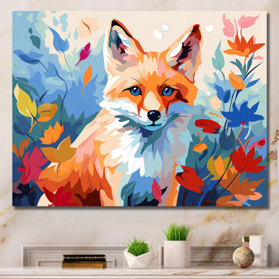 Orange Foxes Leaf Adventure I - Fox Animal Wall Art