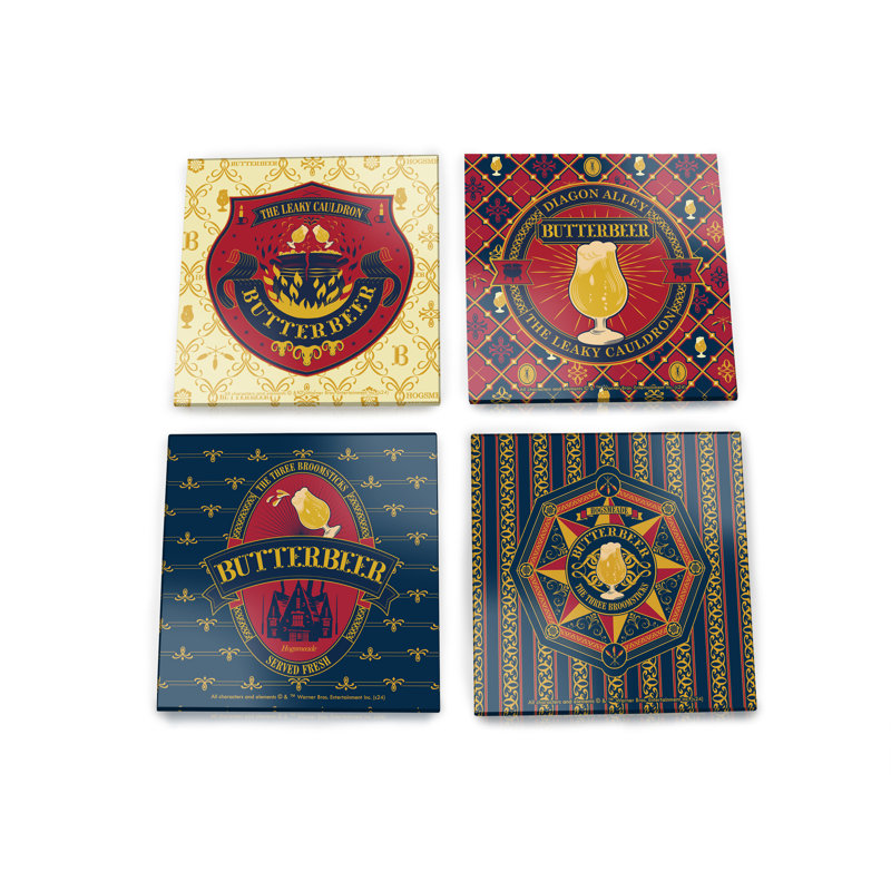 (Symbols) Starfire Prints Glass Coaster Set, Harry Potter/Butterbeer Season