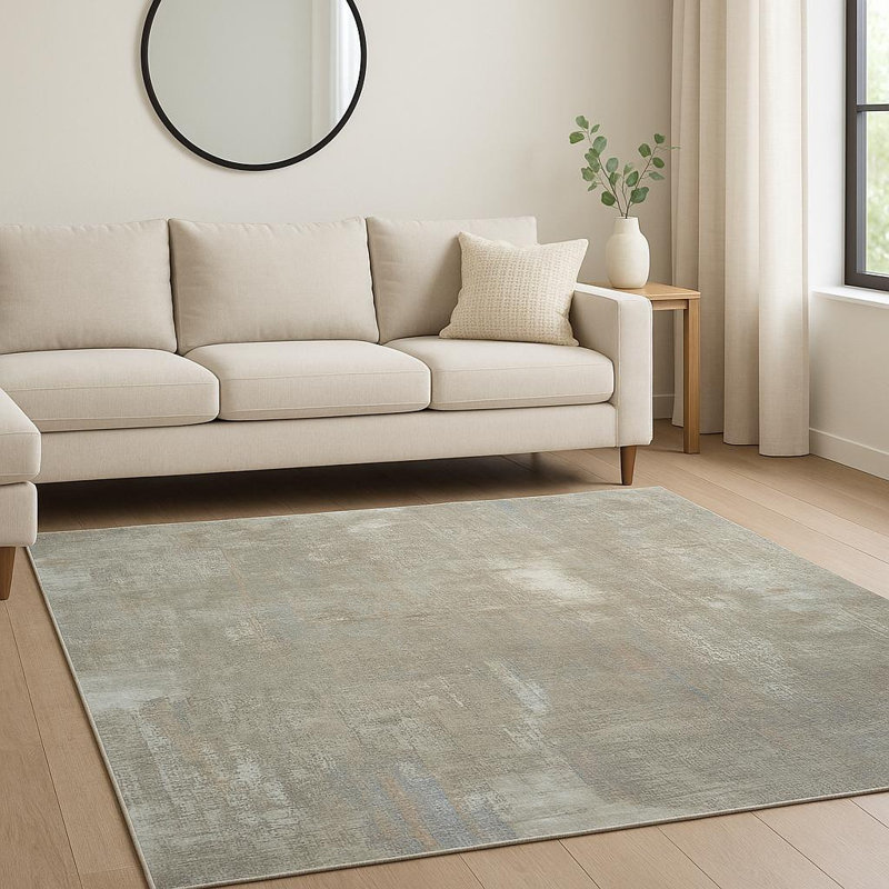 Tapis bleu abstrait noué à la main 8 pi x 10 pi
