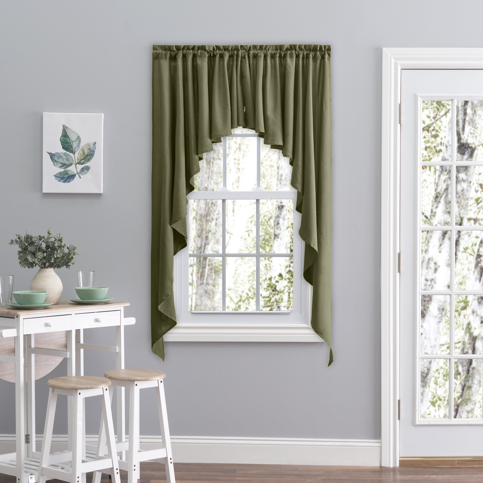 Opaque Swag Window Valance, 62" W x 54" L, Green
