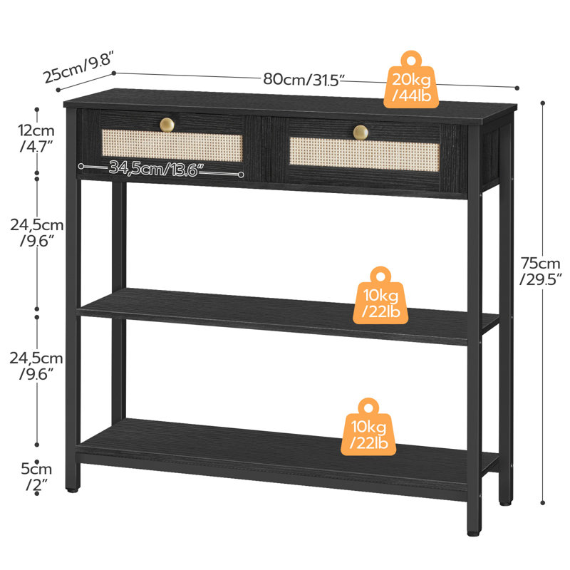 Jennabella 31.5'' Console Table with Drawers, Black