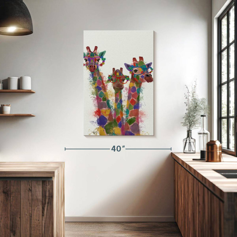 Brampt Rainbow Splash Giraffe Trio, 39" H x 26" W