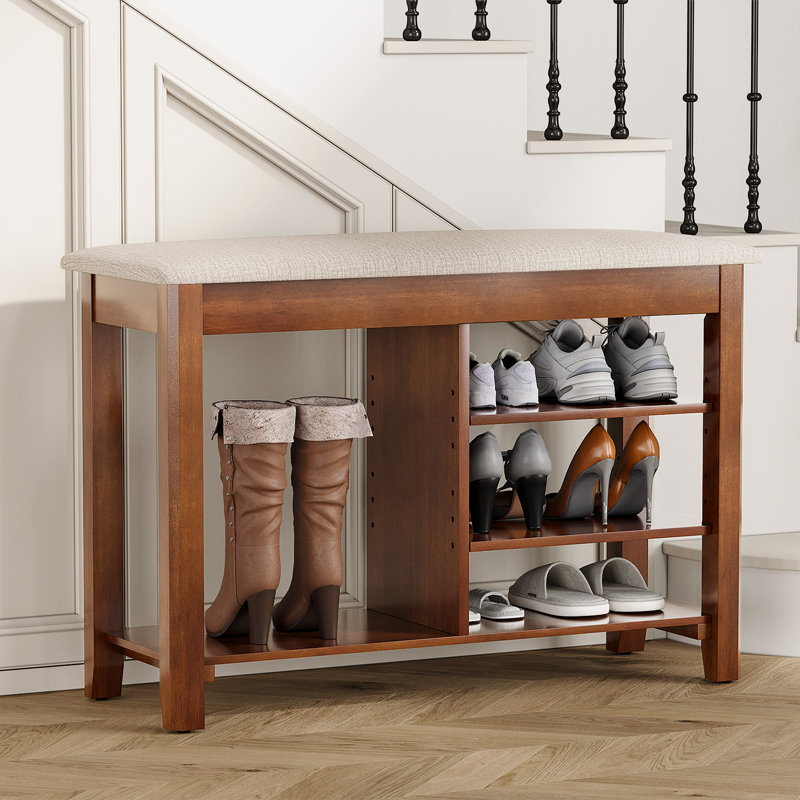 Upholstered Storage Benches with Flip Top and Adjustable Divider for Entryway, Bedroom, Living Room