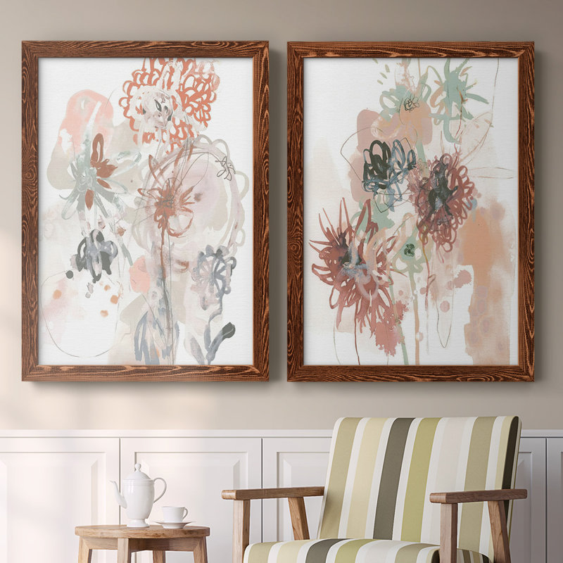 Toile encadrée Petal Drift III-Premium - prête à être accrochée, H 27,5 po x l 75 po x P 1,5 po, Érable