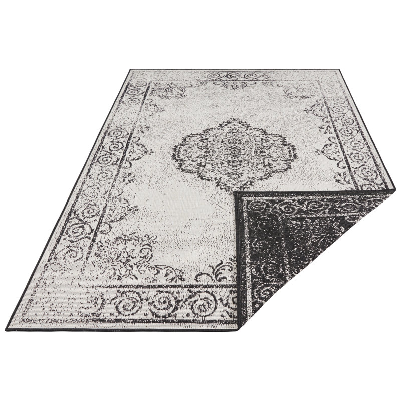 Cebu Flatweave Faded Black Rug, Rectangle 80 x 150cm