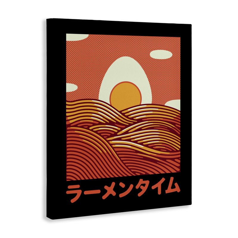 Toile Minimalist Egg & Ramen Sunset, design par Tobe Fonseca, H 20 po x l 16 po