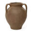 Vase rond rustique en terre cuite brun vieilli de 36,6 cm de hauteur avec trois anses