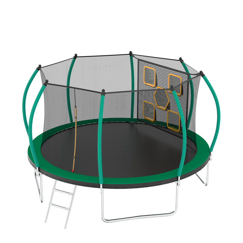 Trampoline 12FT avec enceinte - Trampolines récréatives avec échelle, trampoline extérieur homologué ASTM pour enfants