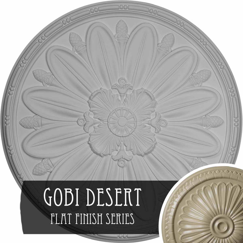 Médaillon de plafond Endurathane Delfina, DO 40 po x P 1 7/8 po, fini désert Gobi peint à la main, Désert de Gobi