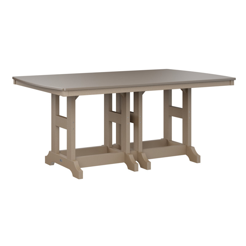 Berlin Gardens Garden Classic Rectangular Bar Table, Weatherwood, Hammered Top Bronze, 35.5" H x 72" W x 44" D