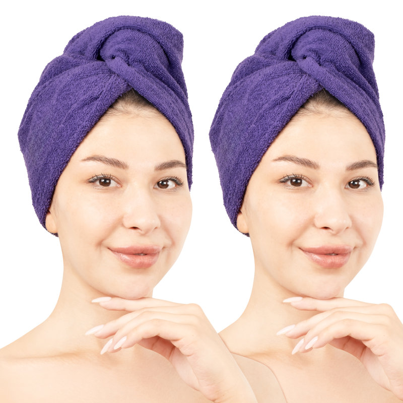 Serviettes 100% coton, longs poils bouclés, Mauve