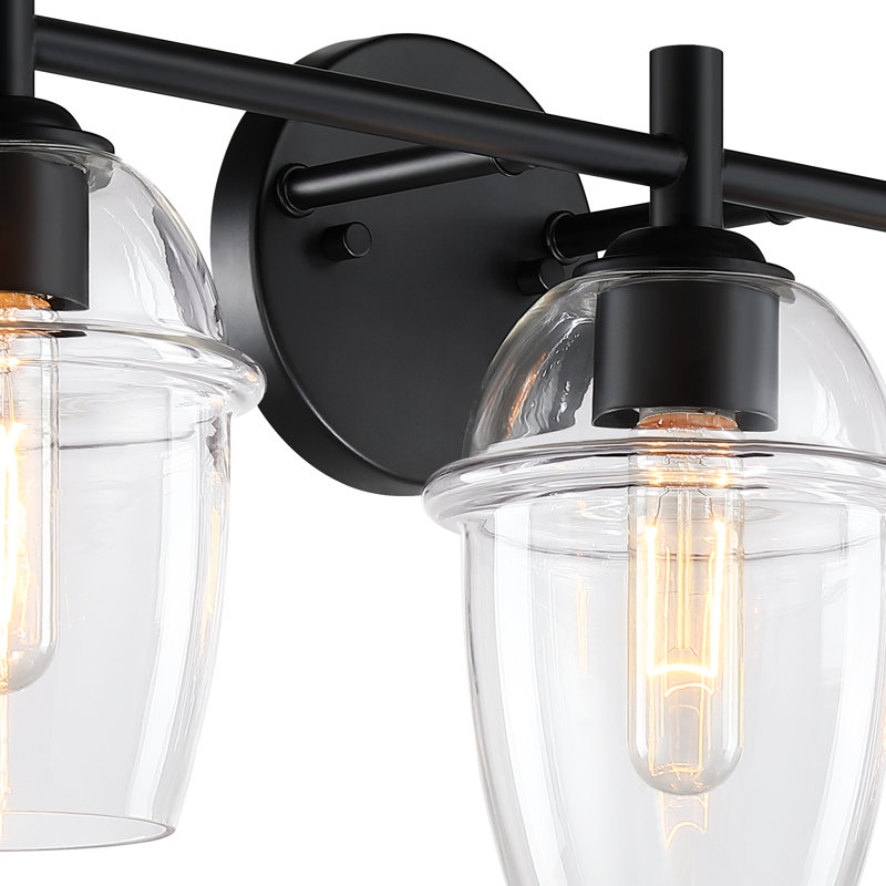 Éclairage pour meuble-lavabo à intensité variable Lecy, Noir mat, 24 po de largeur, 3 lumières