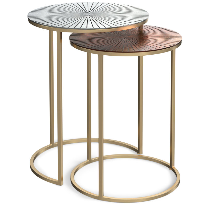 2-Piece Metal Nesting Table Set, Contemporary Round Side Tables, Fully Assembled