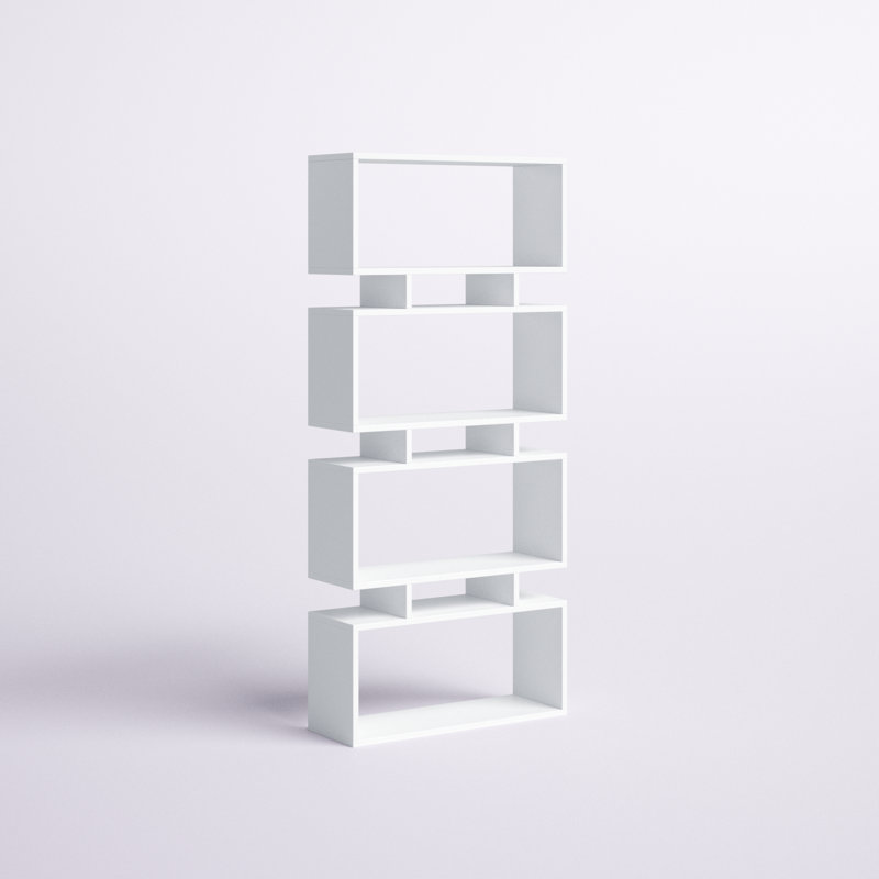 Barzykin Geometric Bookcase, White