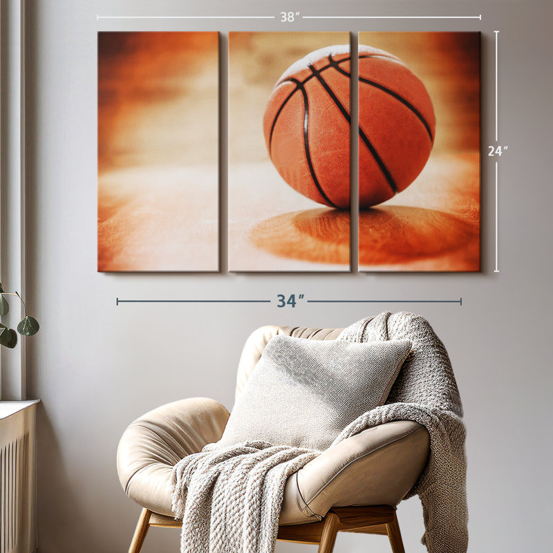 «Orange Basketball», 3 pièces, H 24 po x l 38 po x P 1,25 po