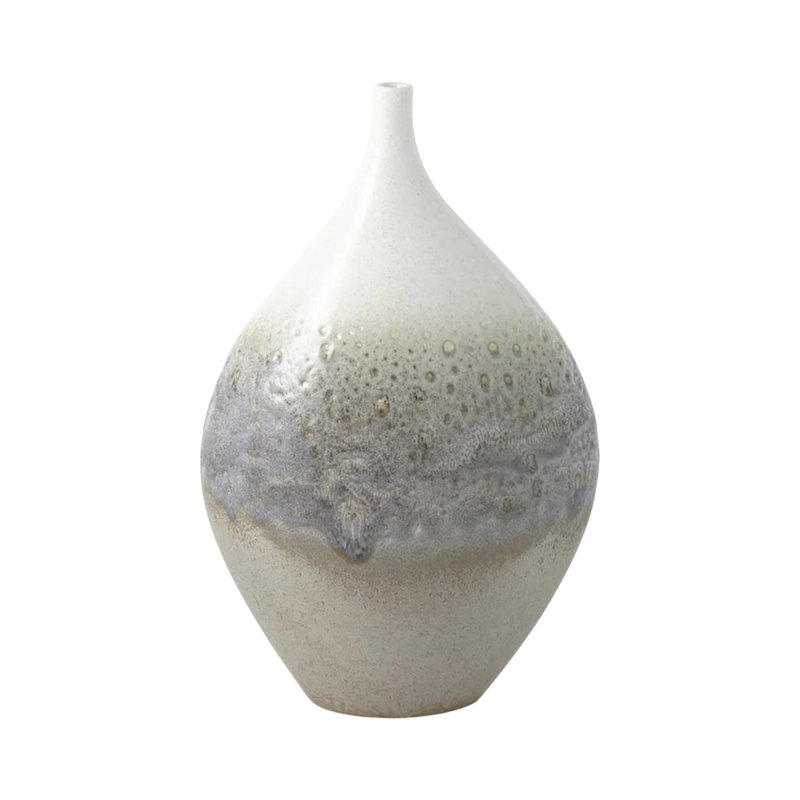 Cream Rises Vase-Wide, 12.5" H x 7.25" W x 4.5" D