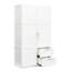 Armoire haute et armoire de cuisine en blanc - 2 portes, tiroirs, 5 espaces de rangement en panneau de particules de 15 mm, dossier de 3 m, nettoyage facile, durabilité et zones, construction