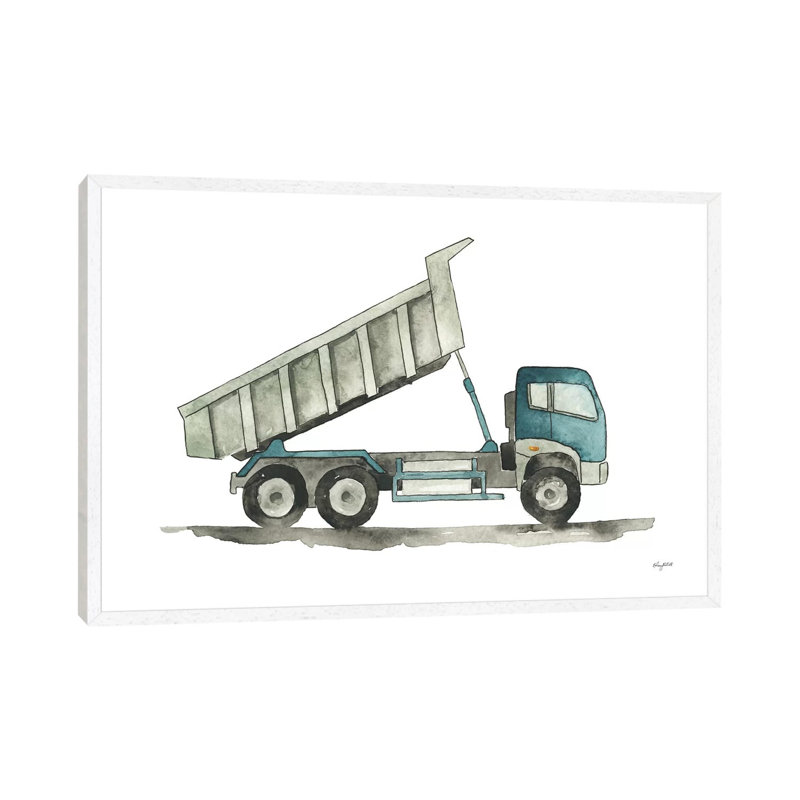 Dump Truck 1 Piece Painting on Canvas, 66.04cm H x 101.6cm W x 3.81cm D, White Framed
