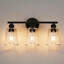 Luminaire de salle de bain 19 po à 3 lumières noires avec abat-jour conique en verre transparent, luminaire de salle de bain traditionnel
