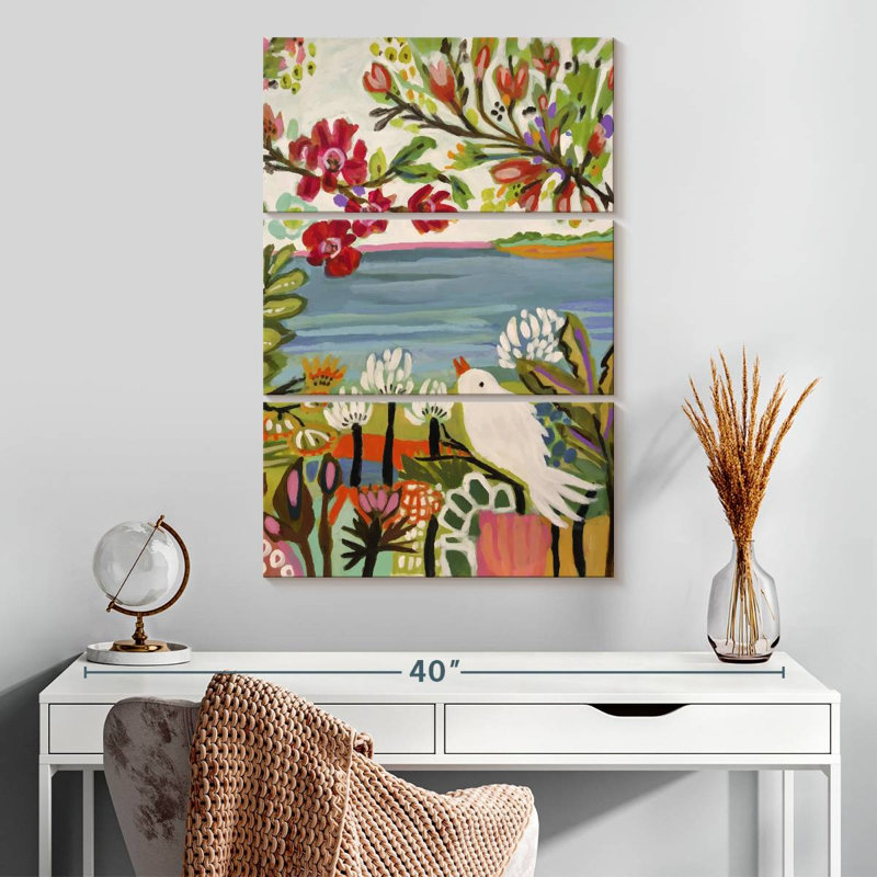 Brampt oiseaux dans le jardin II, H 32 po x l 20 po