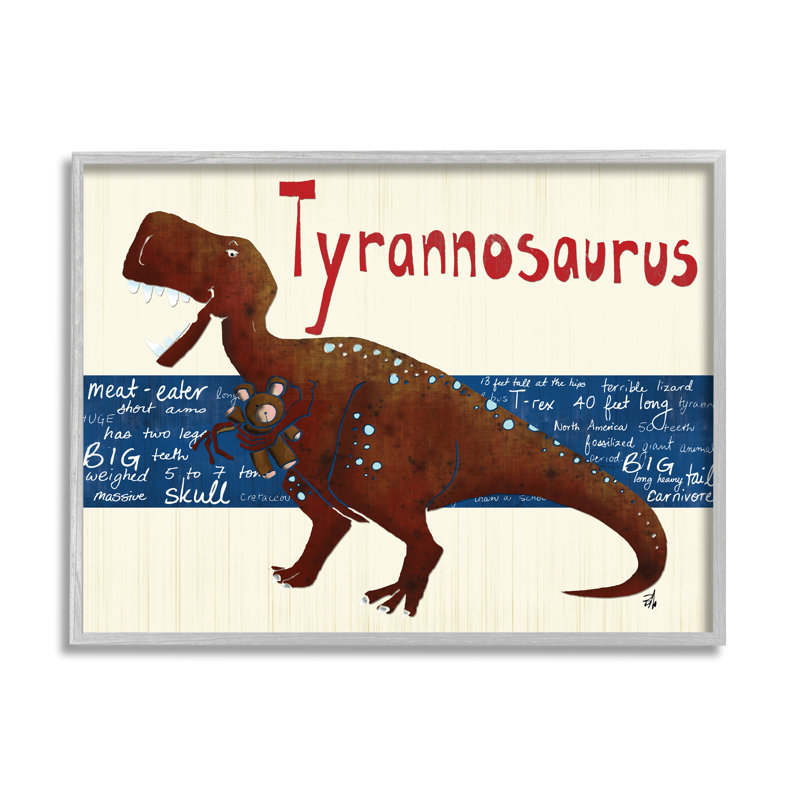 Tyrannosaure, dinosaure par Bealook Kids - impression, Plaque murale, H 16 po x l 20 po