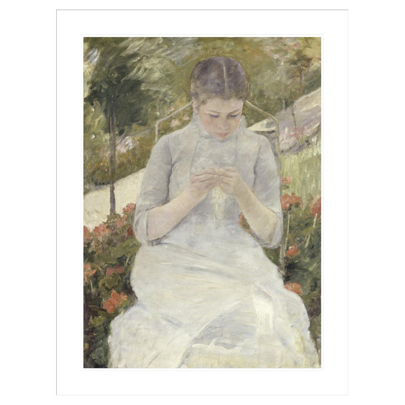 «Girl in the Garden» par Mary Cassatt, impression giclée sur cadre, H 41,5 po x l 31,89 po