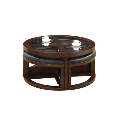 Coffee Table Glass Insert Top Ottoman Included Table Set Living Room Furniture