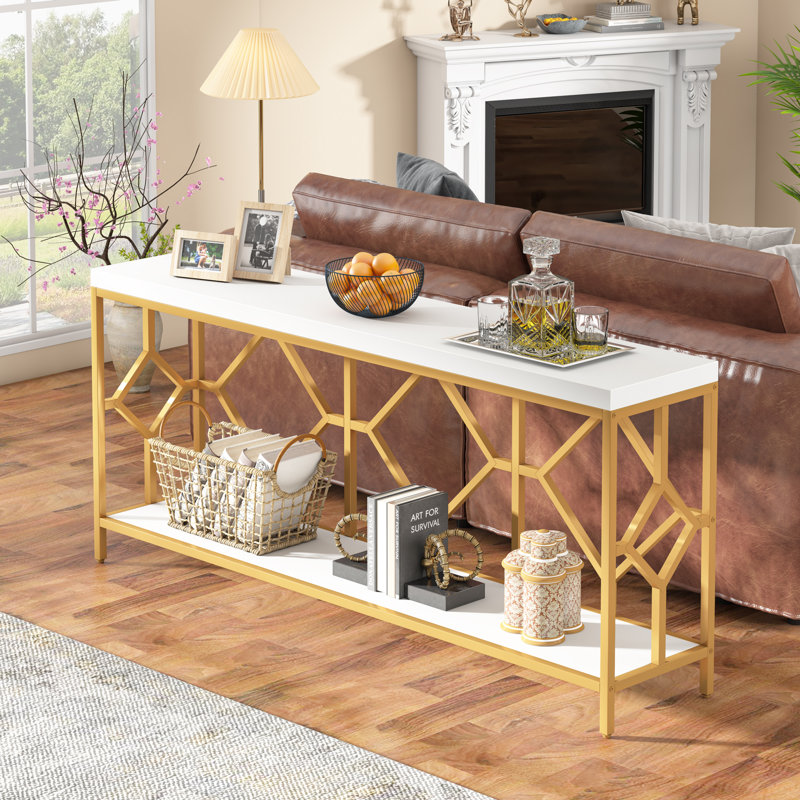 Console Emmaly 71, Blanc, Or