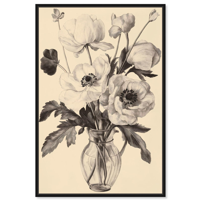 «Herbarium's Hush III», illustrations florales sur toile par Art Remedy, Structure noire, H 16 po x l 11 po
