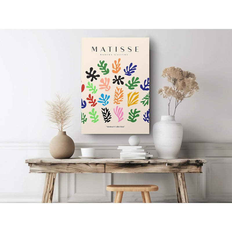 Reproduction d'art abstrait coloré avec feuilles colorées, art mural coloré Matisse, H 18 po x l 12 po