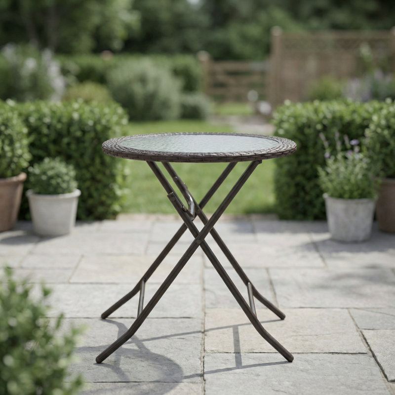 Round Metal Folding Outdoor Dining Table , 68cm cm W 68cm cm D