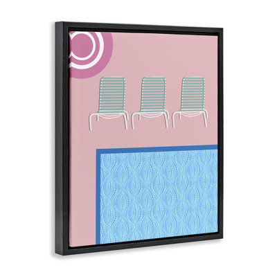«Summer Poolside View», art mural encadré flottant par Regina Moore