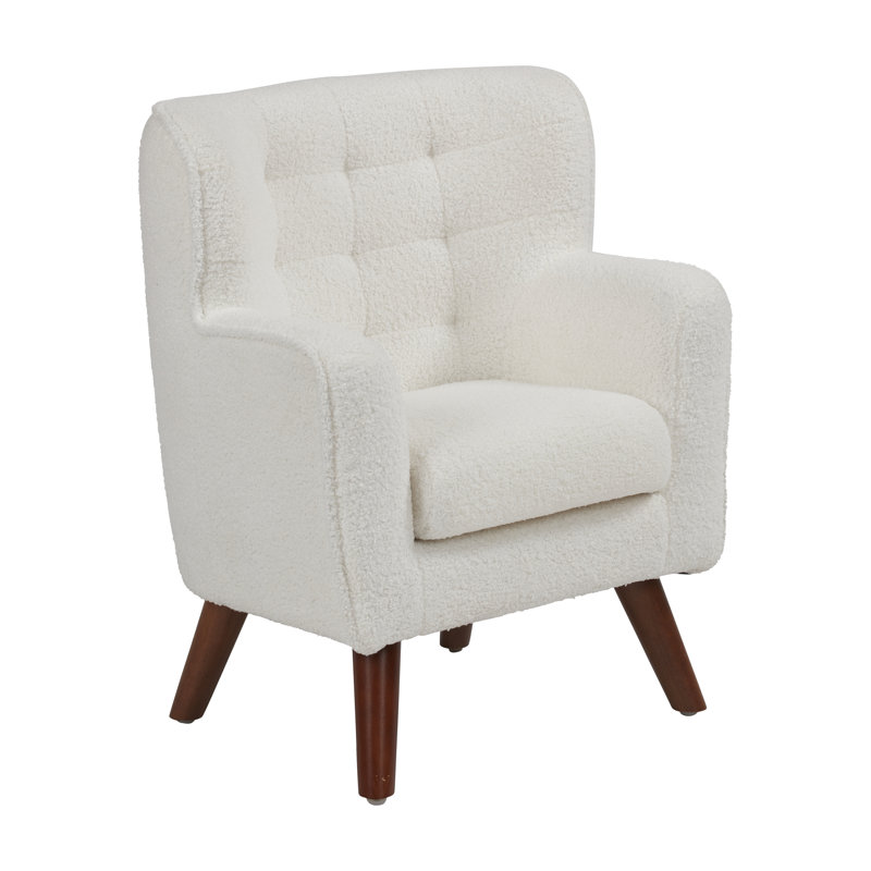 ECR4Kids Mila Sherpa Toddler Arm Chair with Removable Wooden Legs, Kids Furniture, White