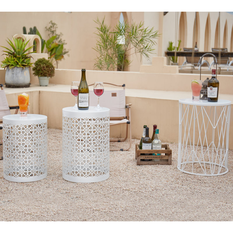 Kareme Iron Top Nesting Tables, White