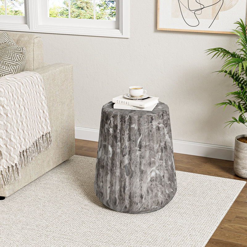 Table d'appoint d'extérieur sculptée, en béton léger, durable et élégante pour une utilisation intérieure et extérieure, Brun