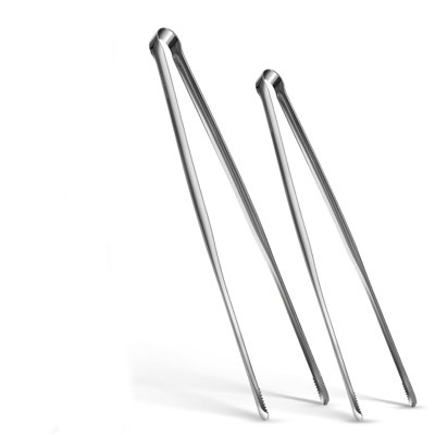2-Piece 18/8 Stainless Steel Cooking Tongs Set with Serrated Tips, 11.5" & 13.5" Heat Resistant Kitchen Tongs for Grilling Frying