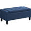 Banc de rangement bleu foncé, revêtement en lin recouvert de boutons, chambre à coucher multifonctionnelle et repose-pieds, capitonnage, banc fonctionnel et de repos pour la décoration intérieure du salon