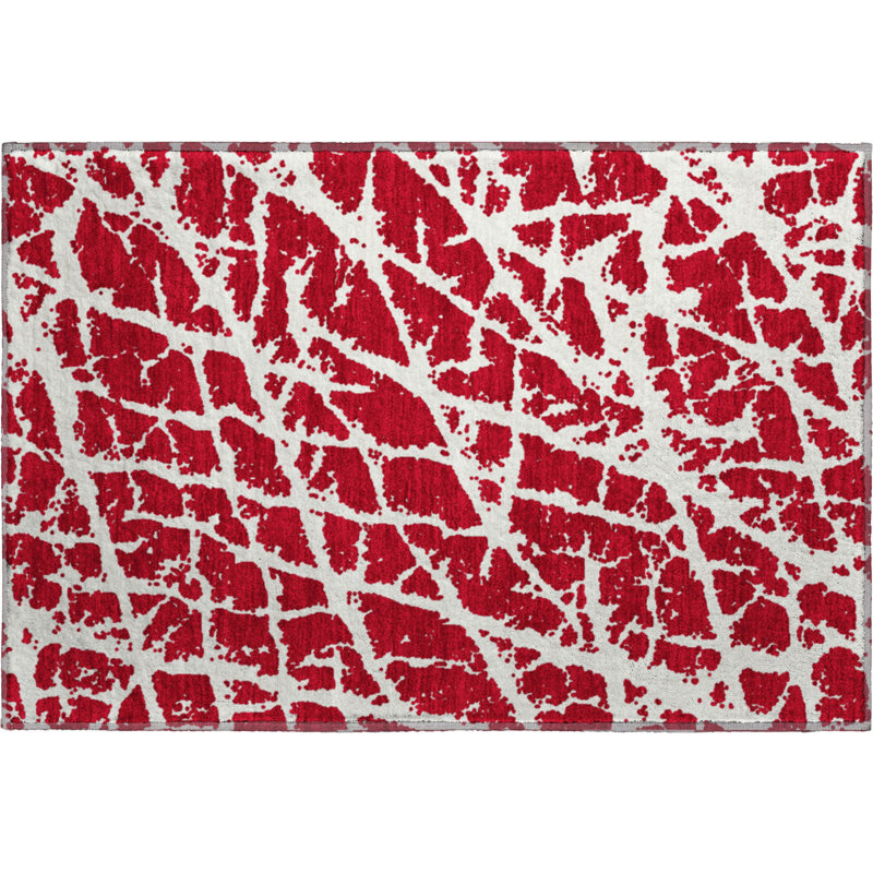 Premium Machine Washable Cerrito AMF501 Red Rug, Rectangle 1'8" x 2'6"